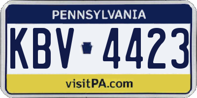PA license plate KBV4423