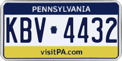 PA license plate KBV4432