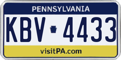 PA license plate KBV4433