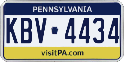 PA license plate KBV4434
