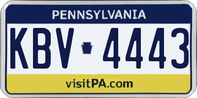 PA license plate KBV4443