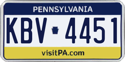 PA license plate KBV4451