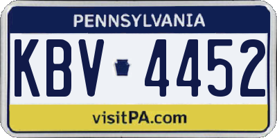 PA license plate KBV4452