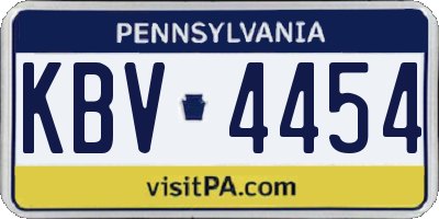 PA license plate KBV4454