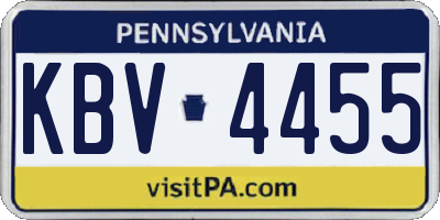 PA license plate KBV4455