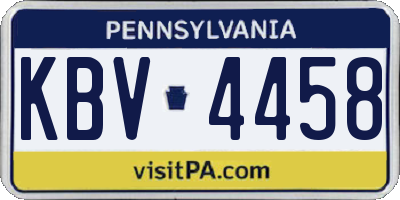 PA license plate KBV4458