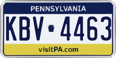 PA license plate KBV4463