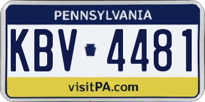 PA license plate KBV4481