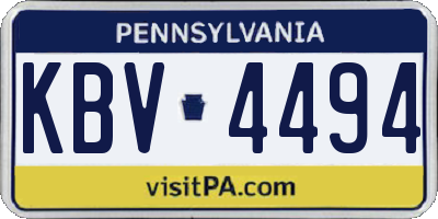 PA license plate KBV4494