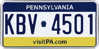 PA license plate KBV4501