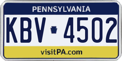 PA license plate KBV4502