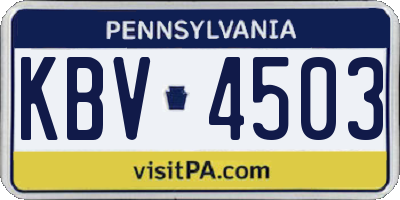 PA license plate KBV4503