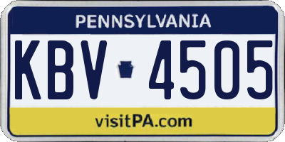 PA license plate KBV4505