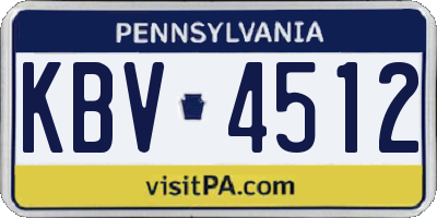 PA license plate KBV4512