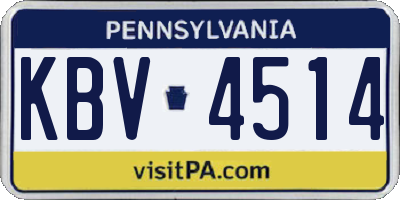 PA license plate KBV4514
