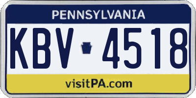 PA license plate KBV4518