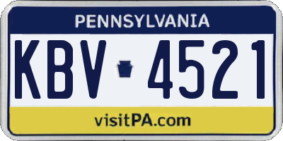 PA license plate KBV4521