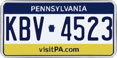 PA license plate KBV4523