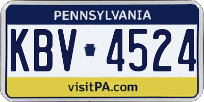 PA license plate KBV4524