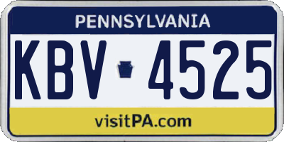 PA license plate KBV4525