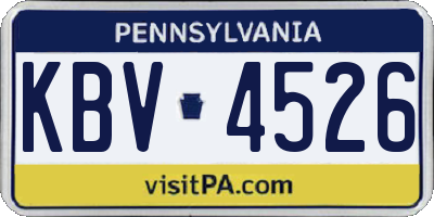 PA license plate KBV4526