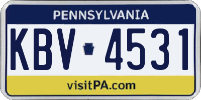 PA license plate KBV4531