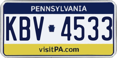 PA license plate KBV4533