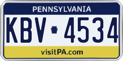 PA license plate KBV4534
