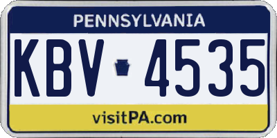 PA license plate KBV4535