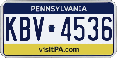 PA license plate KBV4536