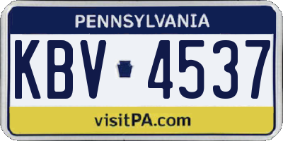 PA license plate KBV4537