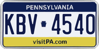 PA license plate KBV4540