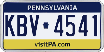 PA license plate KBV4541