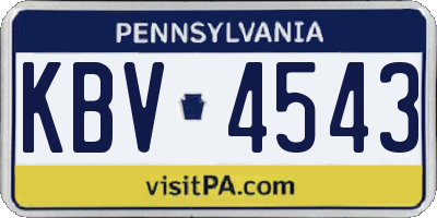 PA license plate KBV4543