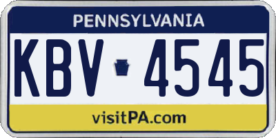 PA license plate KBV4545