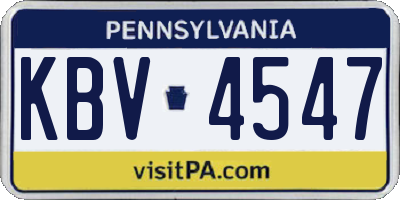 PA license plate KBV4547