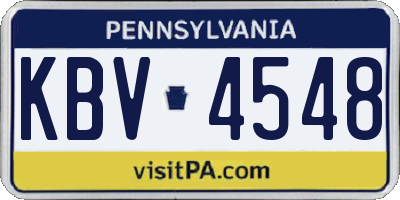 PA license plate KBV4548