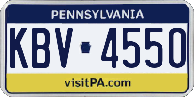 PA license plate KBV4550