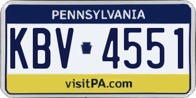 PA license plate KBV4551