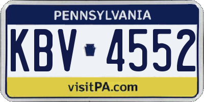 PA license plate KBV4552