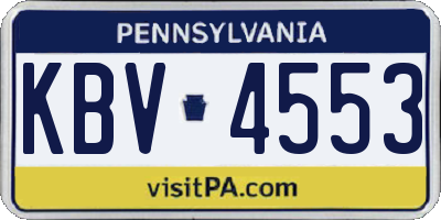 PA license plate KBV4553