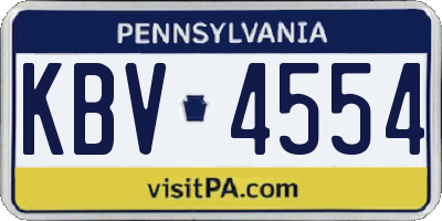 PA license plate KBV4554