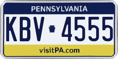 PA license plate KBV4555