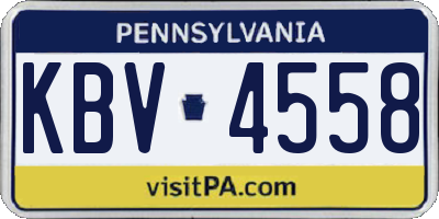 PA license plate KBV4558