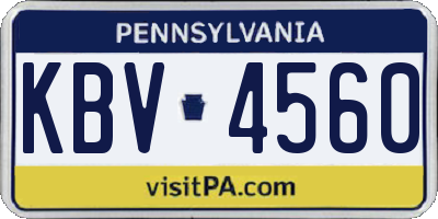 PA license plate KBV4560