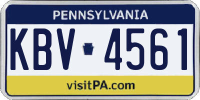 PA license plate KBV4561