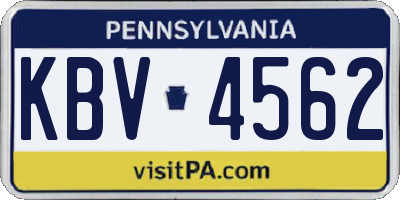 PA license plate KBV4562