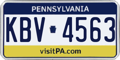 PA license plate KBV4563