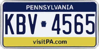 PA license plate KBV4565