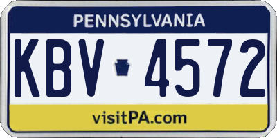 PA license plate KBV4572